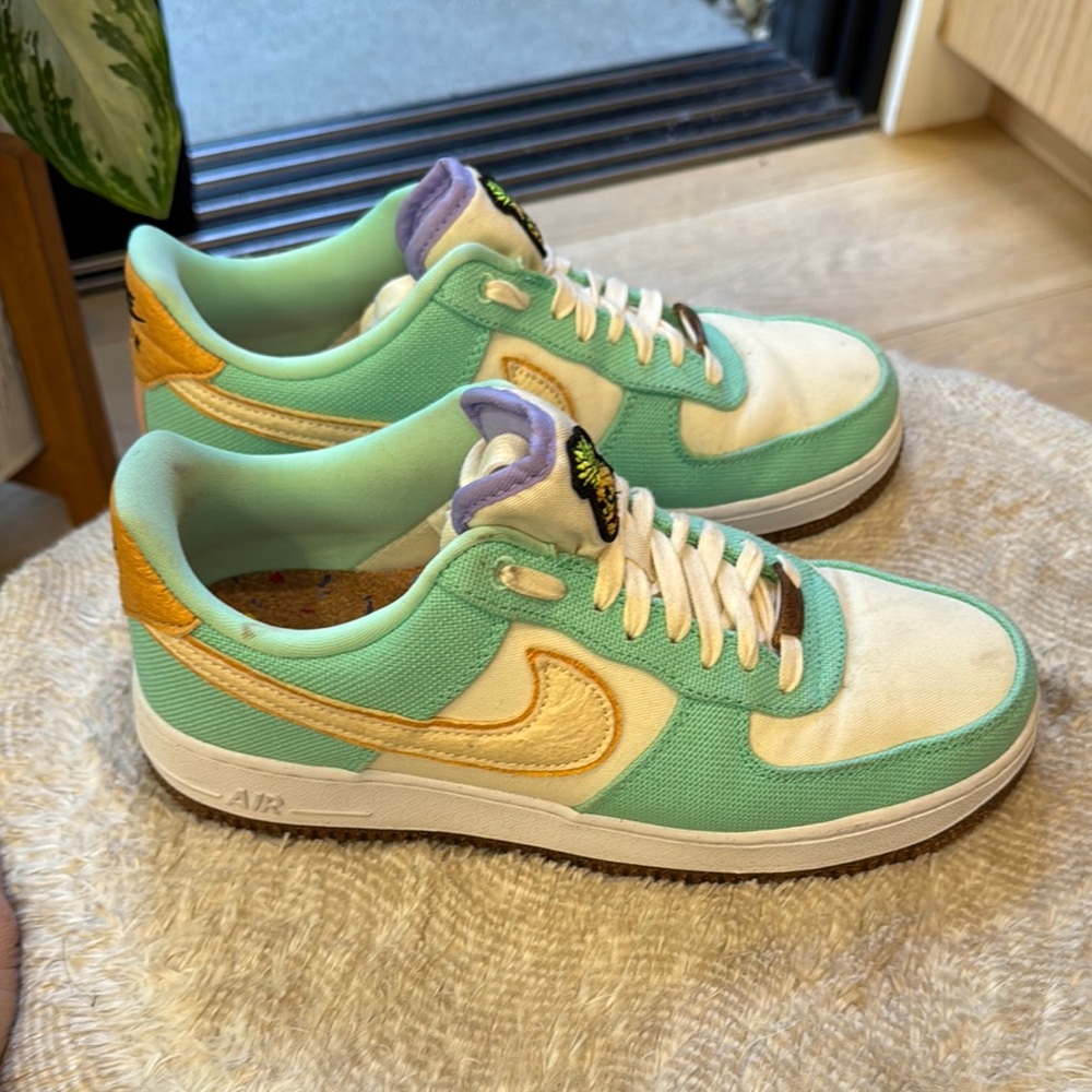 Nike Air Force 1 Low Mint and Yellow Sneakers